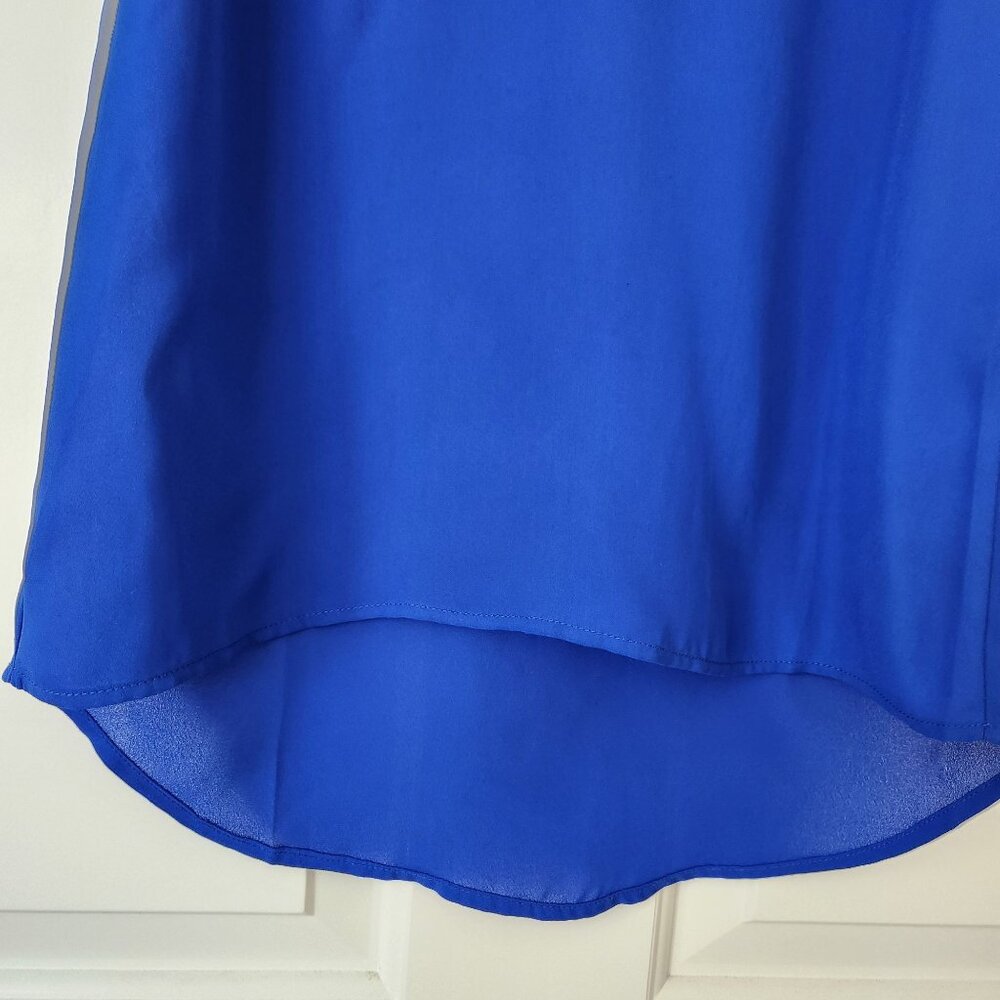 Cache Top Blouse Sleeveless Royal Blue Black Mesh Business Casual Work Edgy XS - Picture 5 of 10